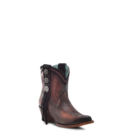 Cowhide Boots, Round Toe - Women Corral Ankle Boots N0005