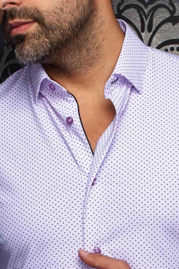 Men Au Noir Knit Short Sleeves Shirt Nick GEO Levender