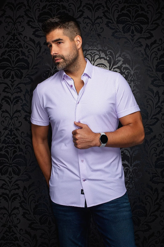 Men Au Noir Knit Short Sleeves Shirt Nick GEO Levender