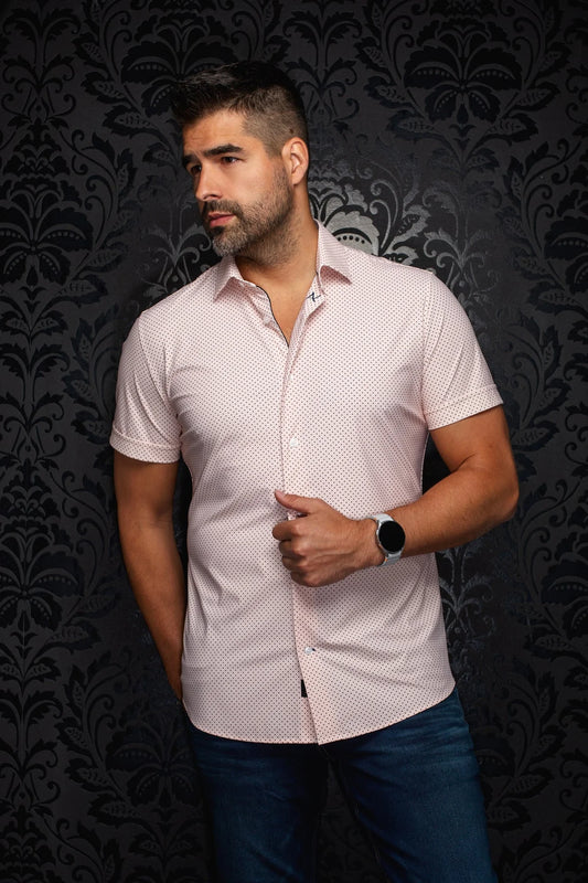 Men Au Noir Knit Short Sleeves Shirt Nick GEO Orange