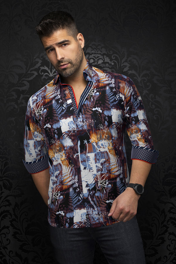 Men Au Noir Knit Shirt Olson Tobacco