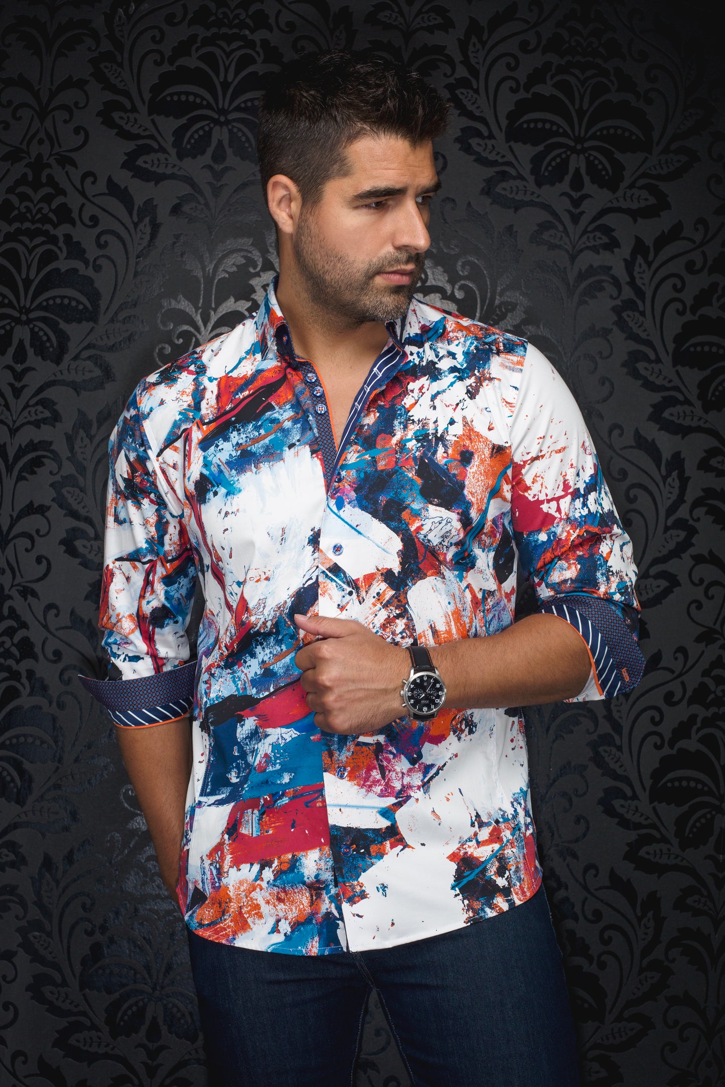 Men Au Noir Woven Shirt Omar Red