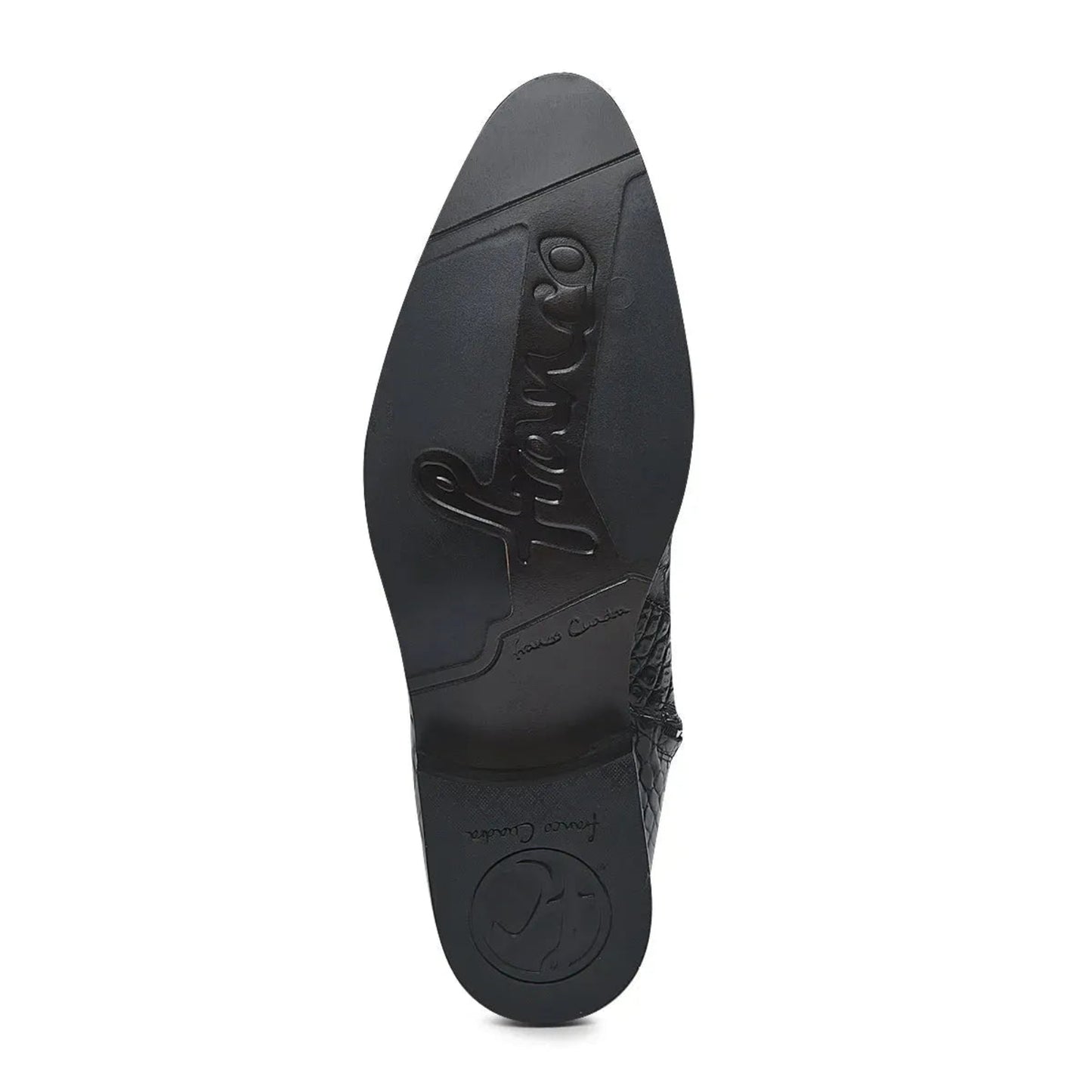 Exotic Boots for Men: Black Leather Slip-On Cowboy Boots - Men Franco Cuadra Boot FC864 - El Rodeo Western Boutique