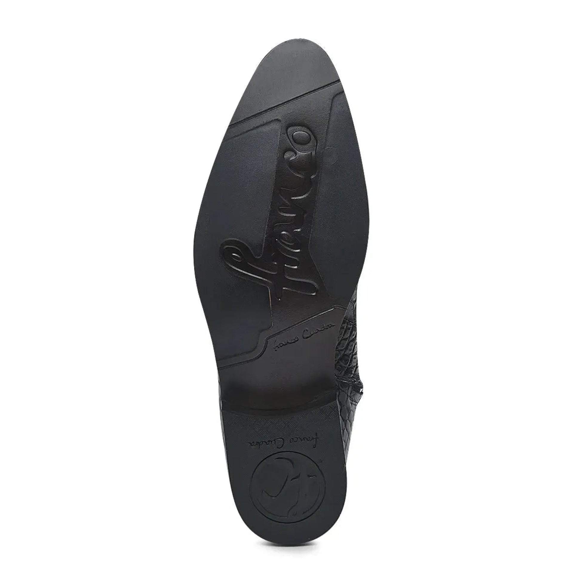 Exotic Boots for Men: Black Leather Slip-On Cowboy Boots - Men Franco Cuadra Boot FC864 - El Rodeo Western Boutique