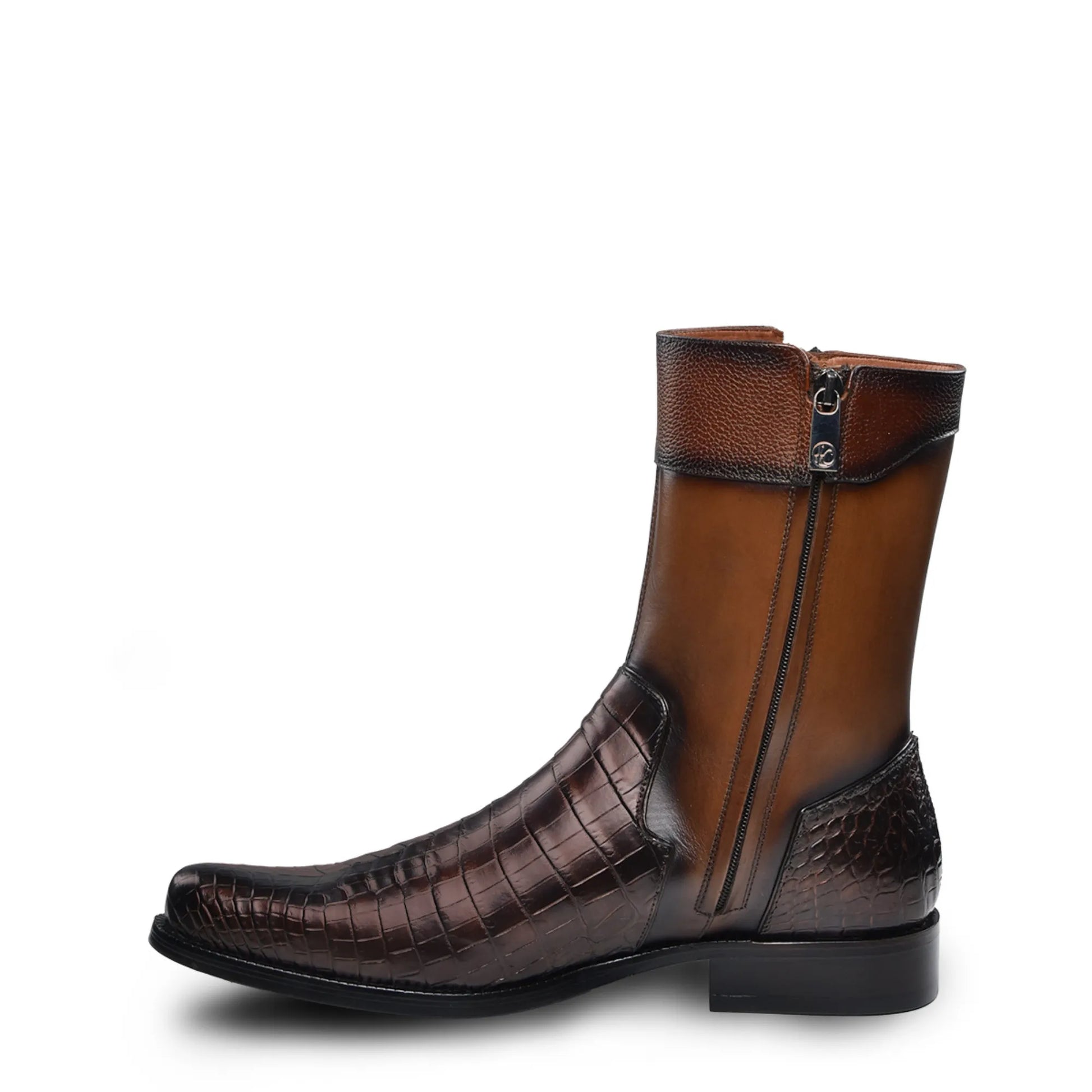 Slip On Exotic Cowboy Boots with Zipper – Men’s Mid-Calf Western Footwear - Men Franco Cuadra Boot FC824 - El Rodeo Western Boutique
