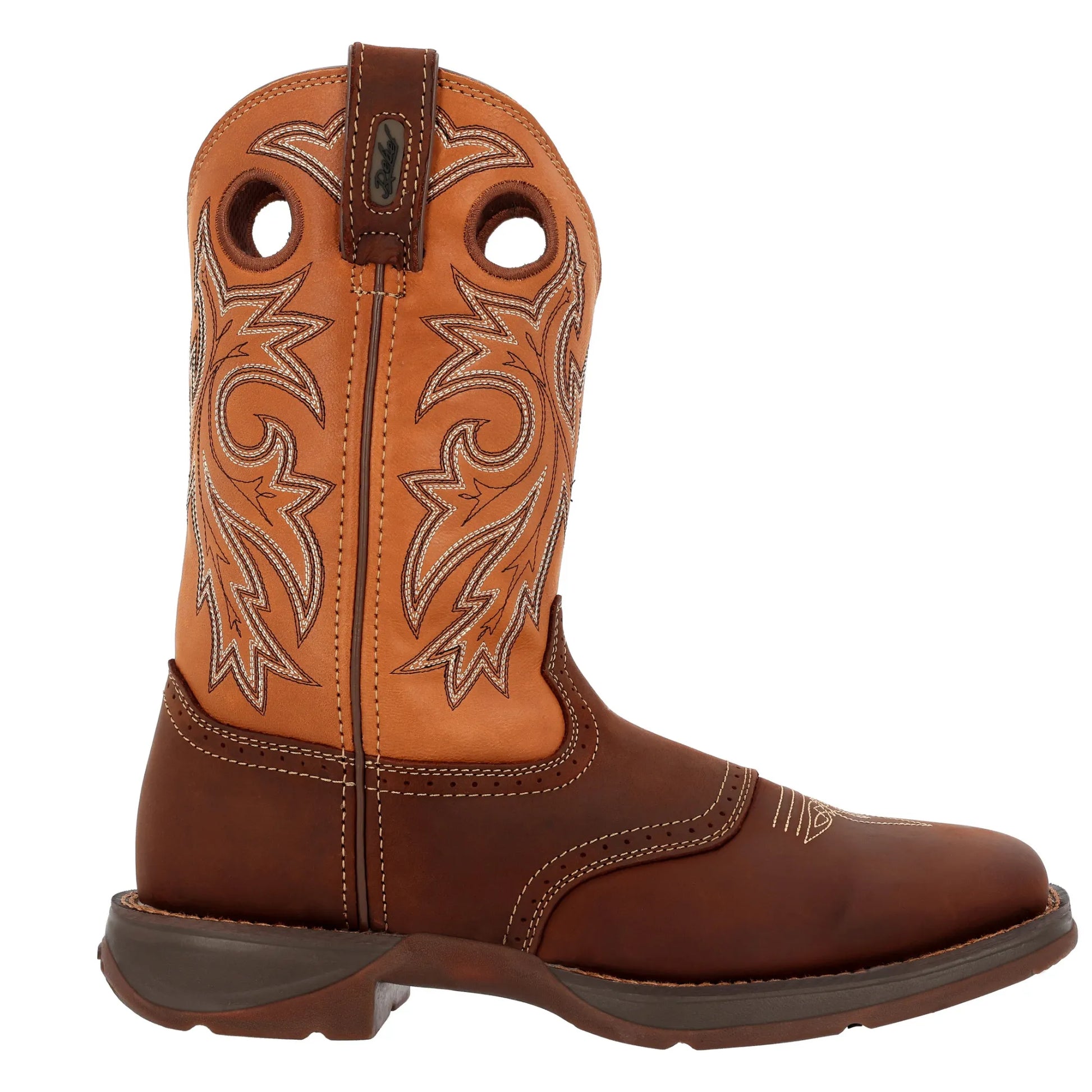 Brown Leather Cowboy Boots – Wide Square Toe, Pull-On, Mid-Calf - Men Durango Boot DB4442 - El Rodeo Western Boutique