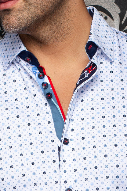 Men Au Noir Shirt (SS) Patmos White/Light Blue
