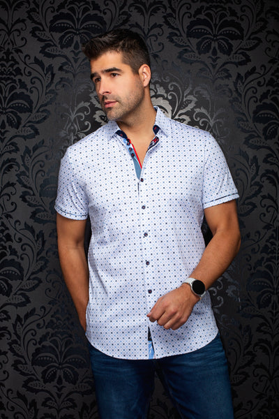 Men Au Noir Shirt (SS) Patmos White/Light Blue