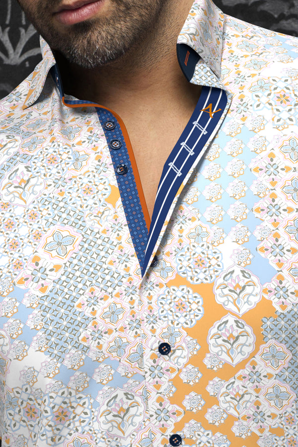 Men Au Noir Woven Short Sleeves Shirt Pruce White