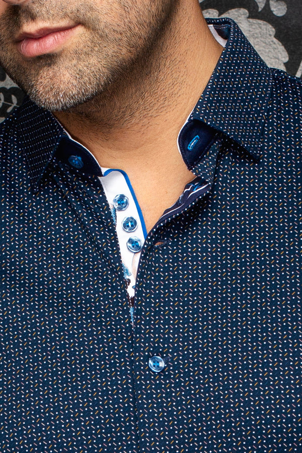 Men Au Noir Shirt (SS) Rosefield Navy/Tobacco