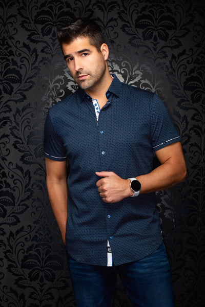 Men Au Noir Shirt (SS) Rosefield Navy/Tobacco