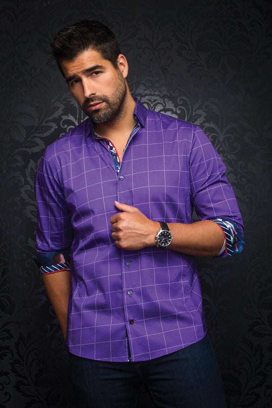 Men Au Noir Woven Shirt Rovno Cabernet