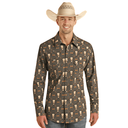 Bull Skull Shirt - Men Rock & Roll Shirt VMN2S03936 - El Rodeo Western Boutique