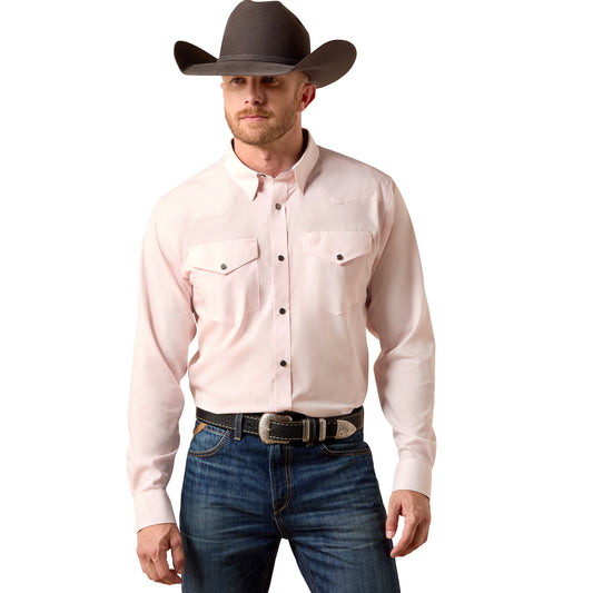Men Ariat Shirt Slub (LS) Barely Pink 10073487