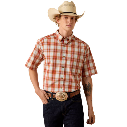 Men Ariat Shirt Pro Ned (SS) Paprika Plaid 10073601