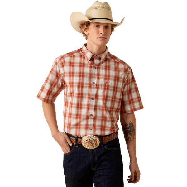 Men Ariat Shirt Pro Ned (SS) Paprika Plaid 10073601