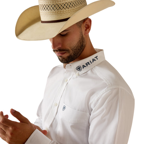 Men Ariat Shirt Team Logo (LS) White 10073652