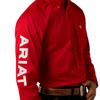 Men Ariat Shirt Team Logo (LS) Red 10073653