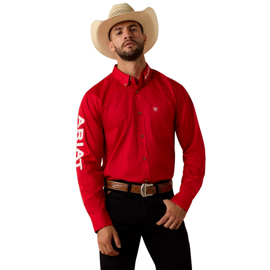 Men Ariat Shirt Team Logo (LS) Red 10073653