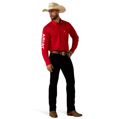 Men Ariat Shirt Team Logo (LS) Red 10073653