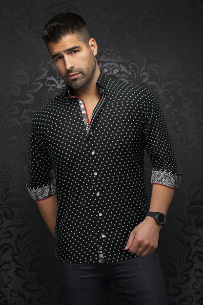 Men Au Noir Woven Shirt Santana Black/White