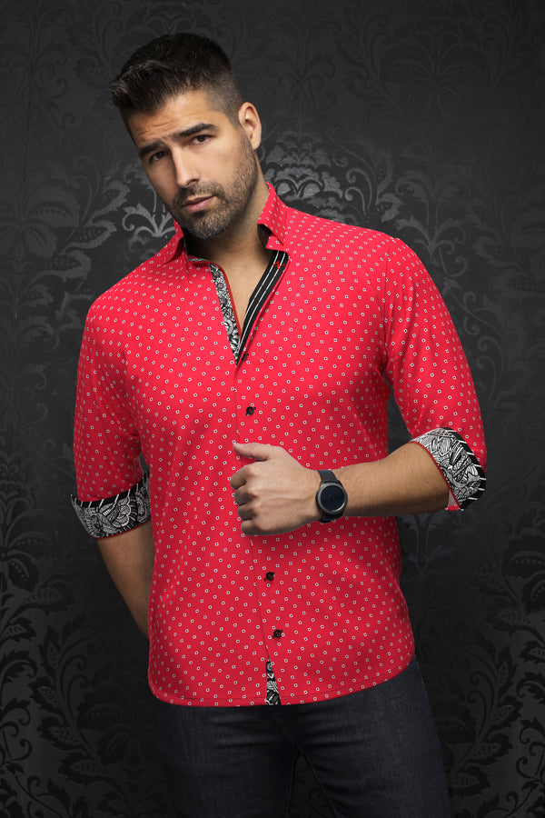 Men Au Noir Woven Shirt Santana Red