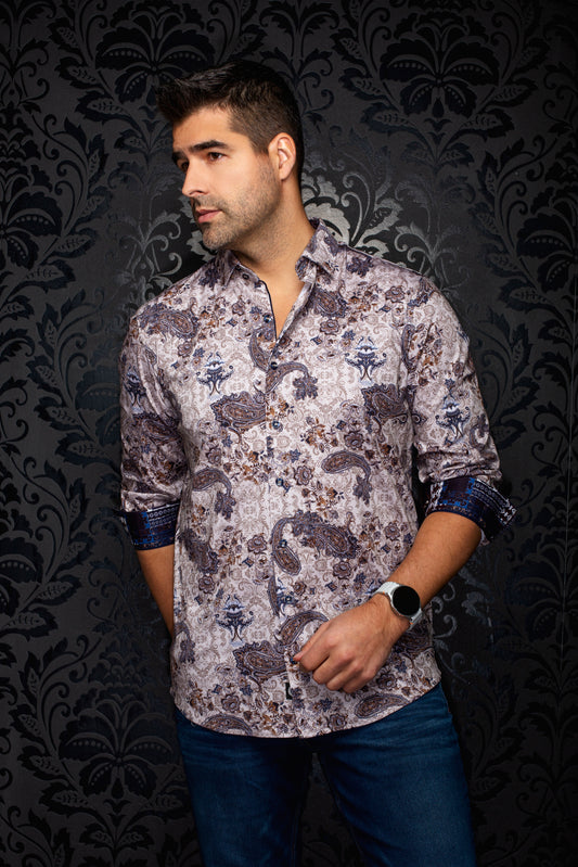 Men Au Noir Knit Shirt Sienna Stone