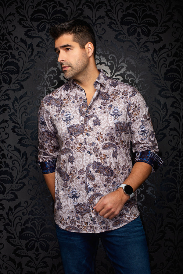 Men Au Noir Knit Shirt Sienna Stone