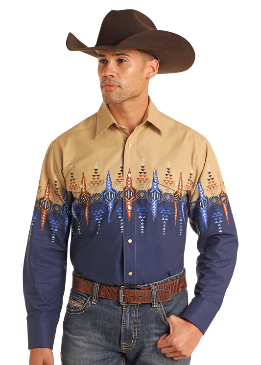 Men Panhandle Shirt Rough Stock Navy SMN2S05597