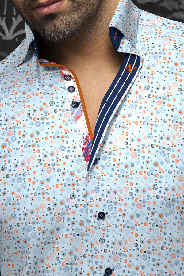 Men Au Noir Woven Short Sleeves Shirt Spiro Blue
