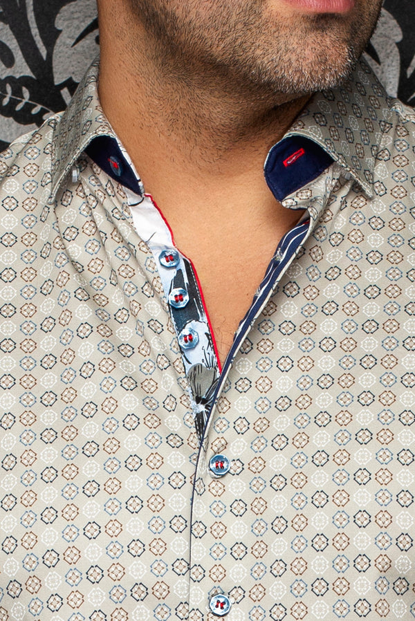 Men Au Noir Woven Shirt (SS) Stoneridge Stone