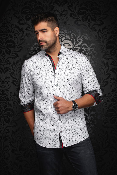 Men Au Noir Knit Shirt Stratta White