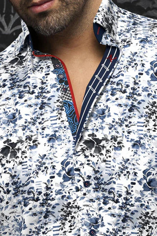 Men Au Noir Knit Shirt Pryse White Blue