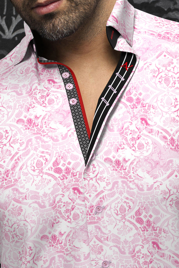 Men Au Noir Woven Short Sleeves Shirt Tacoma Pink