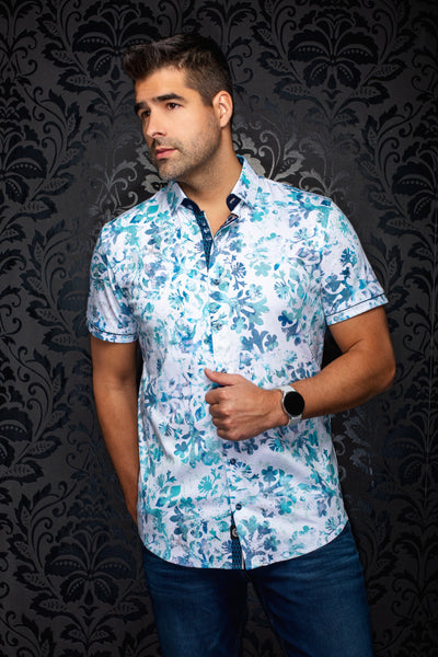 Men Au Noir Knit Shirt Tavira Turquoise