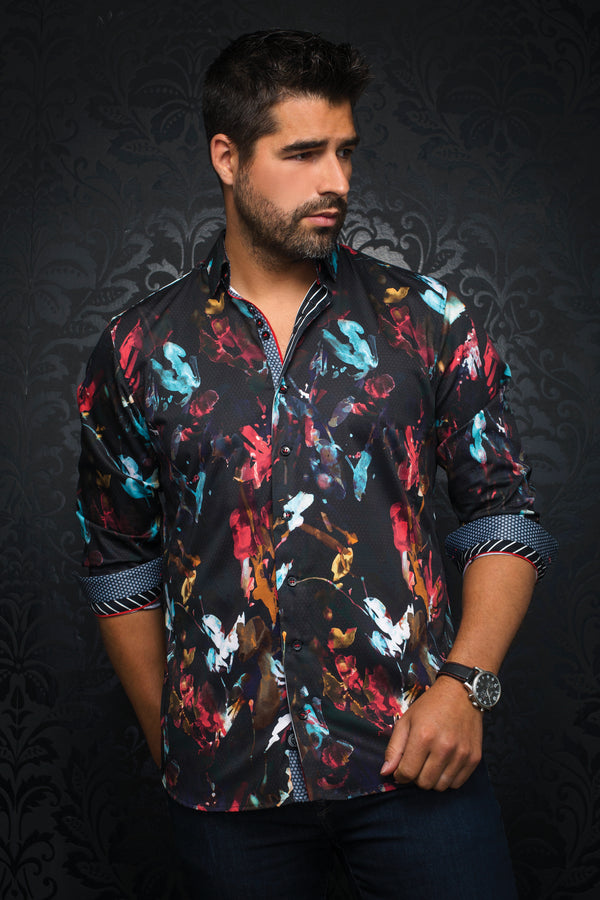 Men Au Noir Woven Shirt Toleman Black/Red