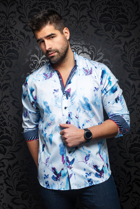 Men Au Noir Woven Shirt Toleman Light Blue