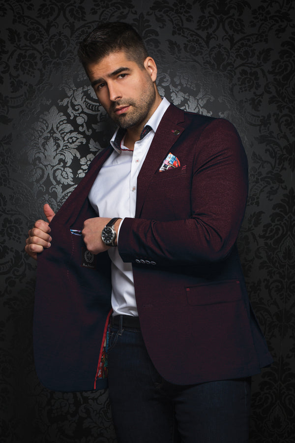 Men Au Noir Blazer Traveler Max Burgundy