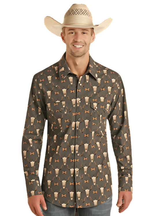 Bull Skull Shirt - Men Rock & Roll Shirt VMN2S03936