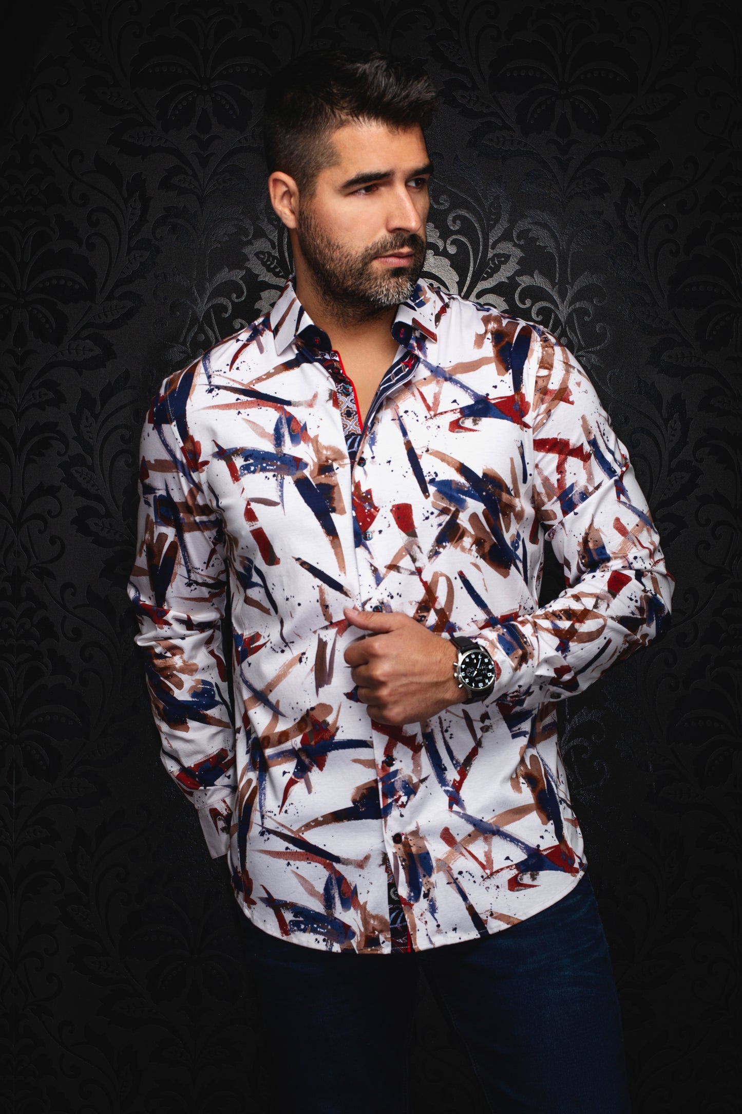 Men Au Noir Knit Shirt Zander Beige