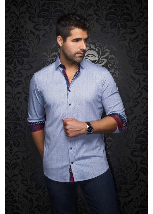 Men Au Noir Knit Shirt Morgari White Blue