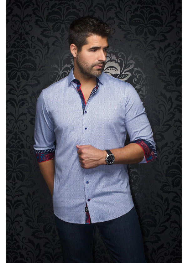 Men Au Noir Knit Shirt Morgari White Blue