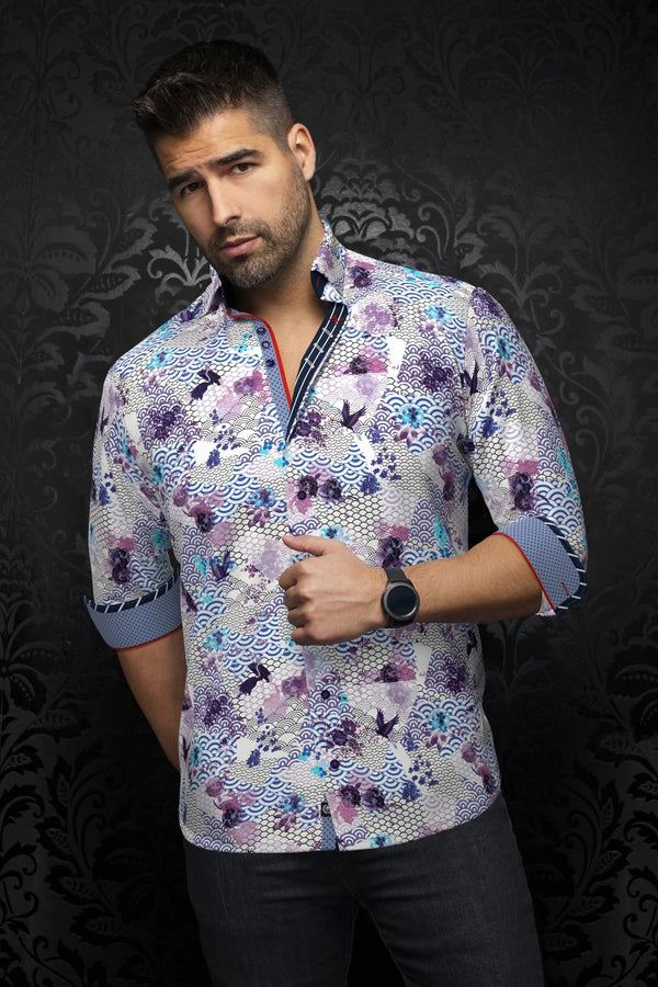 Men Au Noir Knit Shirt Avalon Lavender