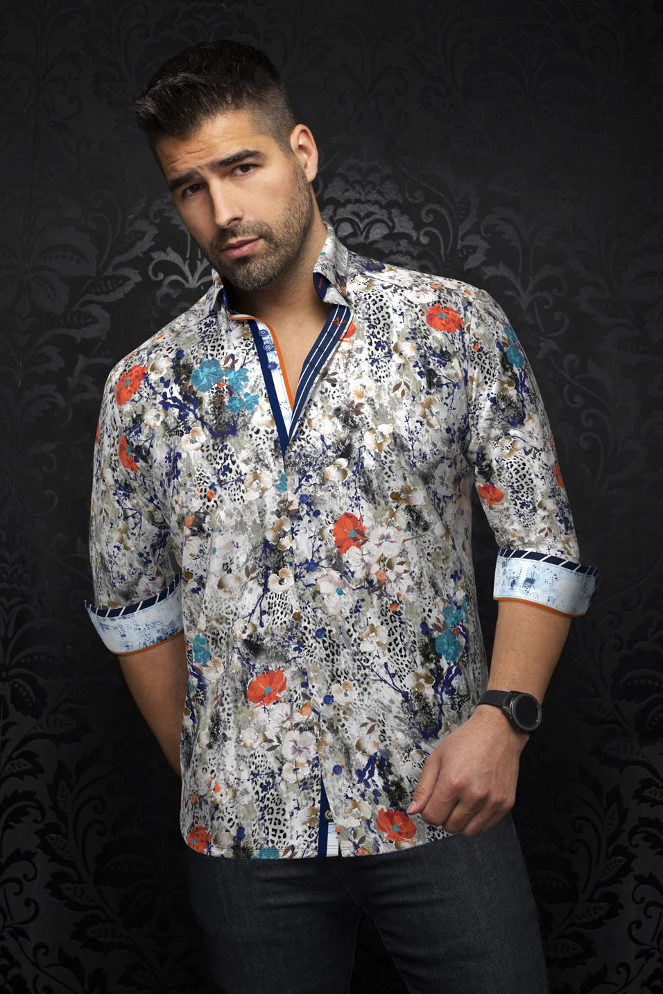 Men Au Noir Woven Shirt Bellucci Multi