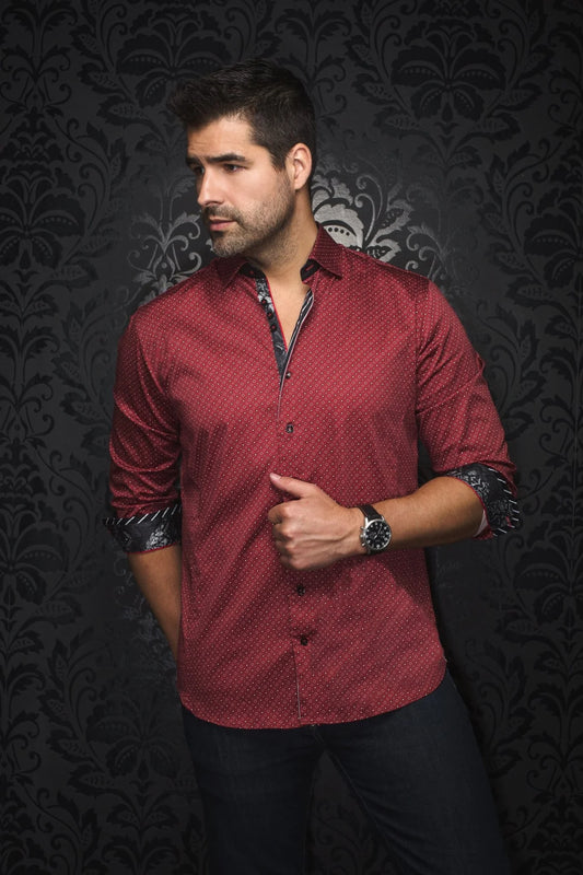 Men Au Noir Woven Shirt Carelli Burgundy