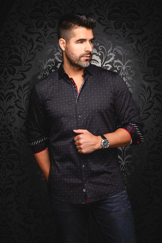 Men Au Noir Knit Shirt Clyde Black/Red