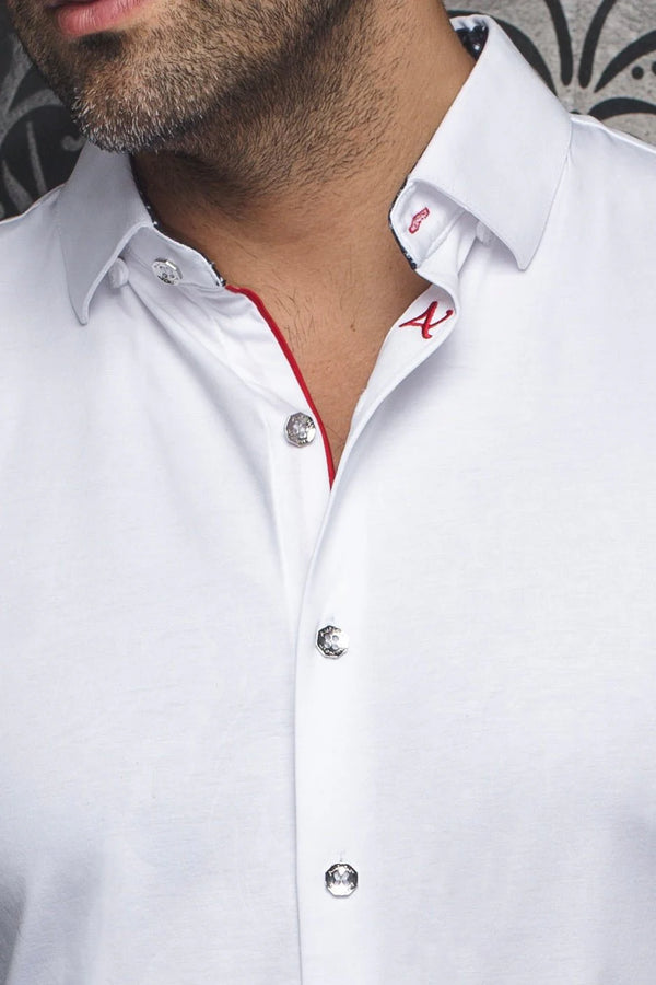 Men Au Noir Knit Shirt Dunn White