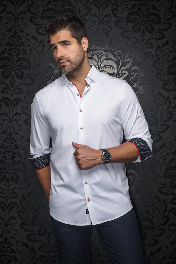 Men Au Noir Knit Shirt Dunn White