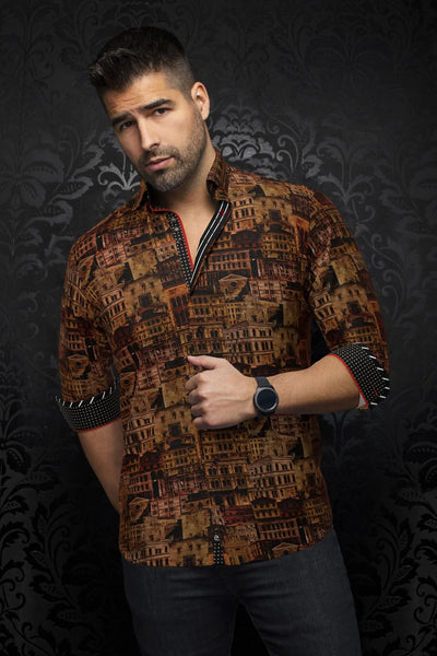 Men Au Noir Knit Shirt Ethan Rust
