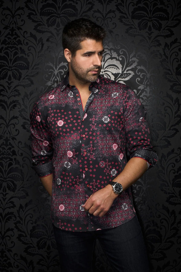 Men Au Noir Woven Shirt Floriani Red / Black